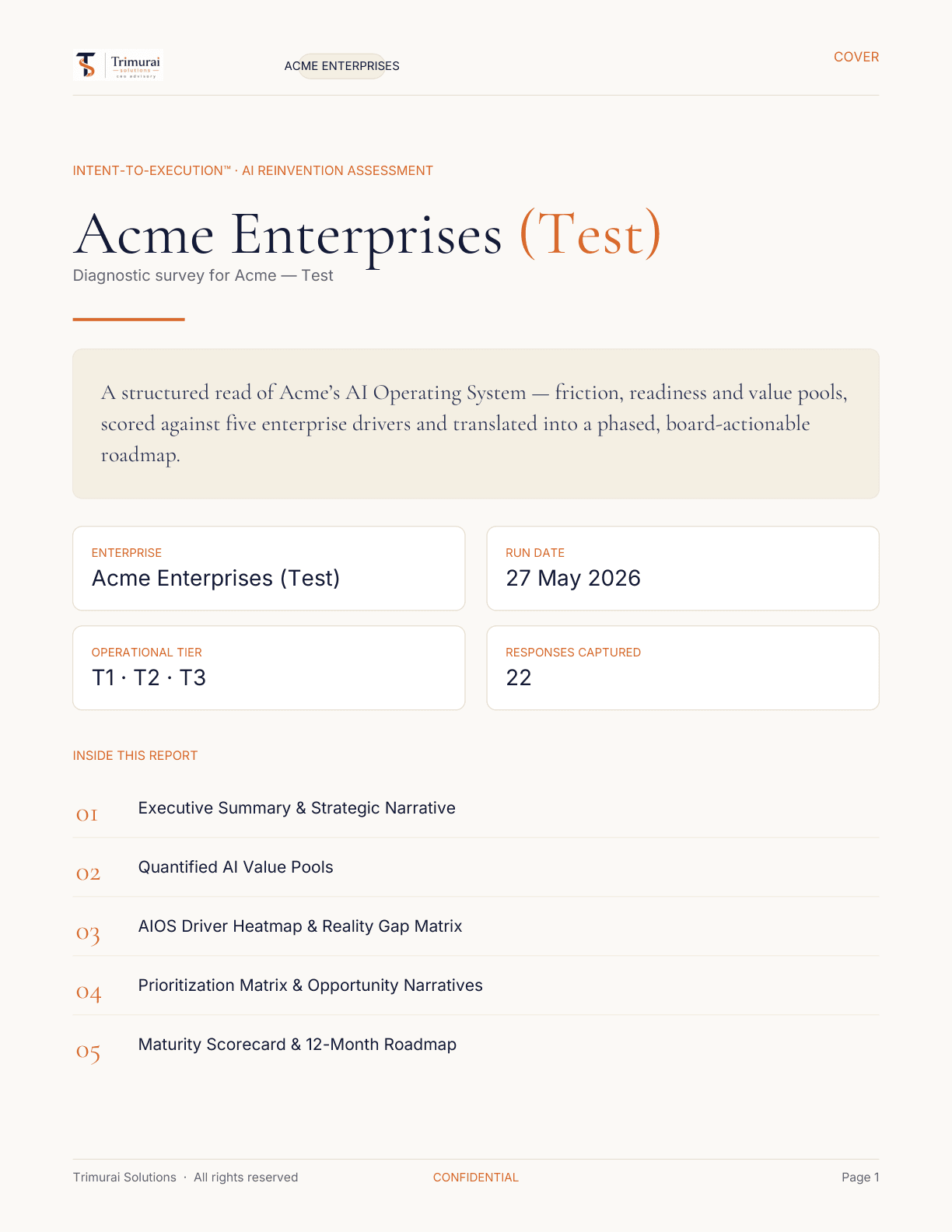 Sample report — cover